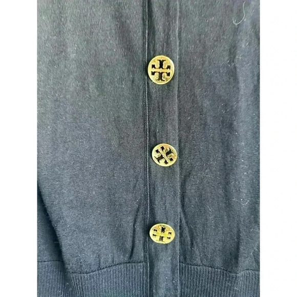 Tory Burch Black Merino Wool Cardigan With Ruffle Collar - Picture 5 of 7